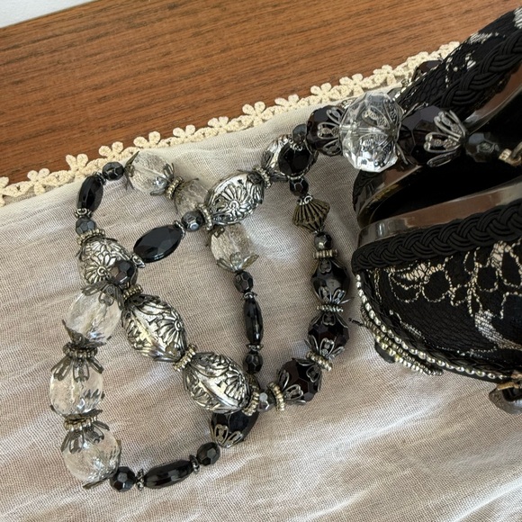 Mary Frances Black Silver Floral Clutch Pewter Rose 10-226 Rare Collectible - Picture 5 of 11